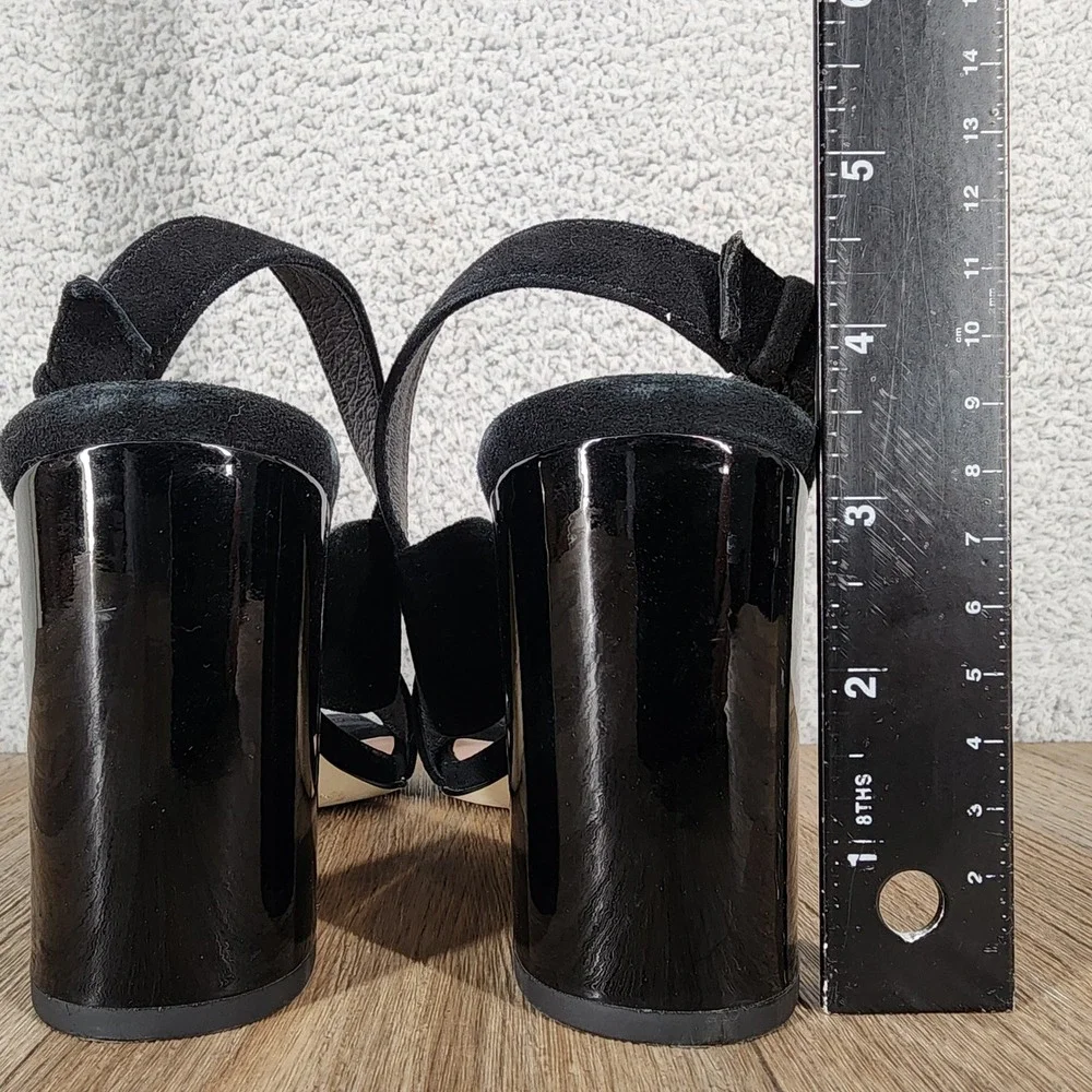 Kate Spade New York Size 7‎ Black Suede Slingback Block Heel Dress Sandals